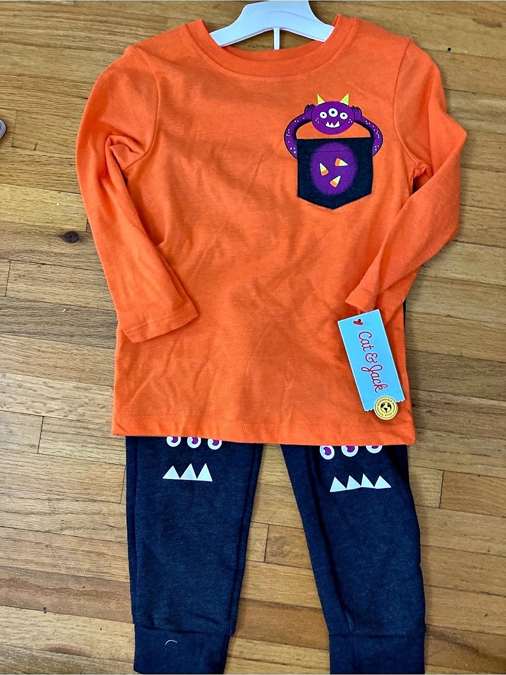 Cat & Jack Halloween Monster Long-Sleeve T-Shirt and Fleece Jogger Pants Set 2T